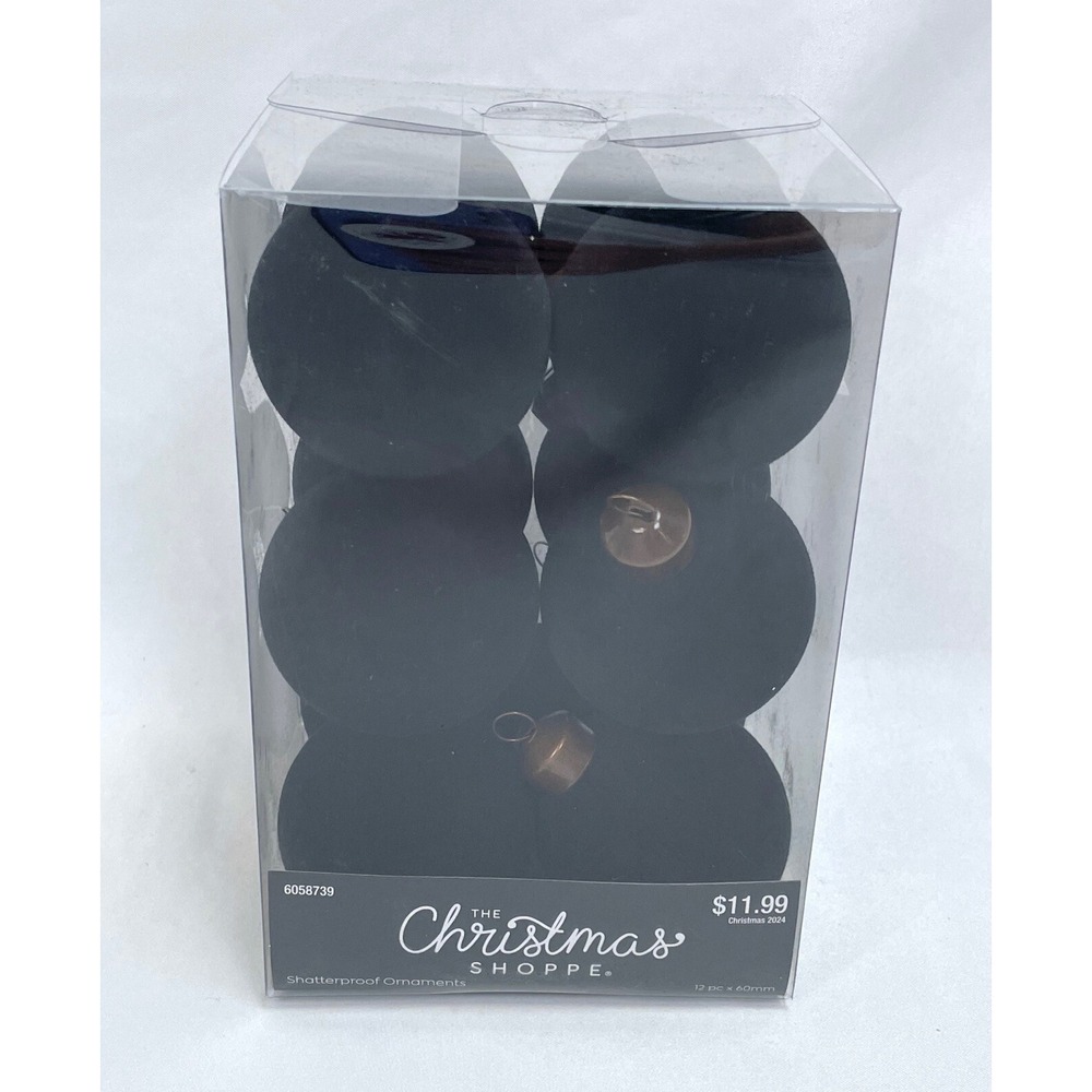 The Christmas Shoppe Black 2" Flocked Ball Ornaments Set 12 Velvet Hobby Lobby